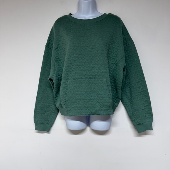 all in motion Tops - All in Motion Women's Quilted 100% Cotton Crewneck Sweatshirt Pocket Green